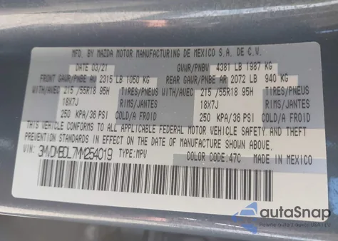 2021 Mazda Cx-30 Premium from USA, damaged, VIN 3MVDMBDL7MM254019